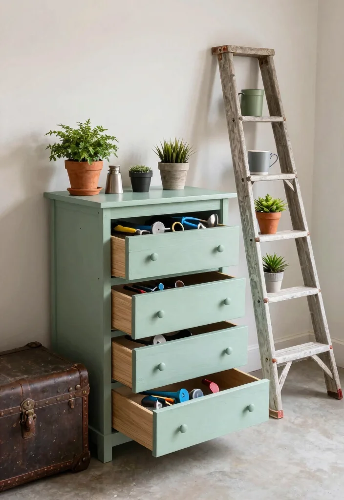 16 Garage Organization Ideas to Maximize Storage Space 15 16 Garage Organization Ideas to Maximize Storage Space 5. Upcycled Furniture as Storage 0