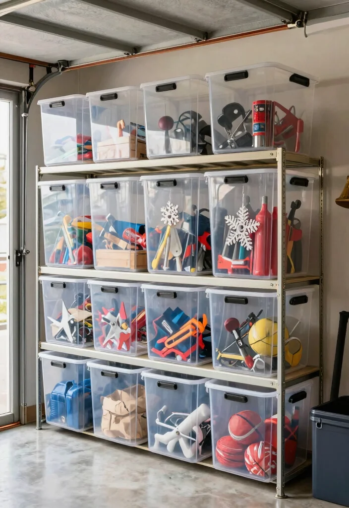16 Garage Organization Ideas to Maximize Storage Space 37 16 Garage Organization Ideas to Maximize Storage Space 7. Clear Bins for Visibility 0