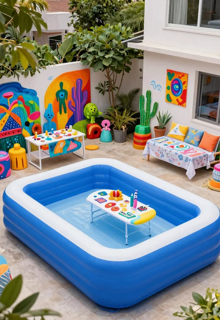 16 Inflatable Pool Backyard Ideas for Easy Summer Fun 42 16 Inflatable Pool Backyard Ideas for Easy Summer Fun 12. Artistic Poolside Gallery 0
