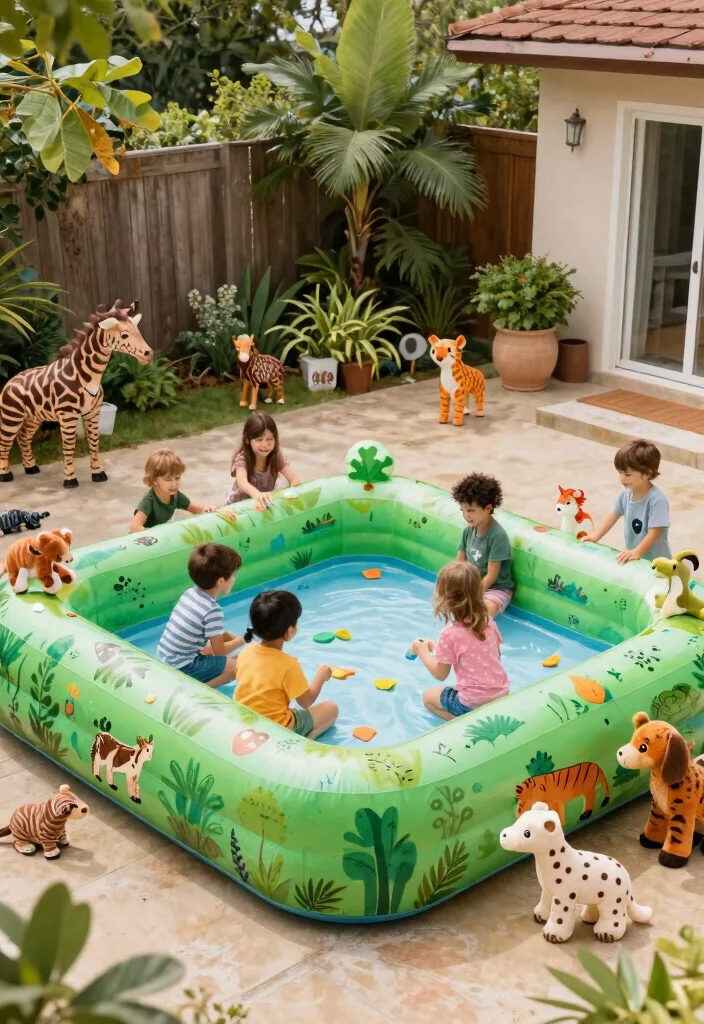 16 Inflatable Pool Backyard Ideas for Easy Summer Fun 44 16 Inflatable Pool Backyard Ideas for Easy Summer Fun 14. Wildlife Adventure Theme 0
