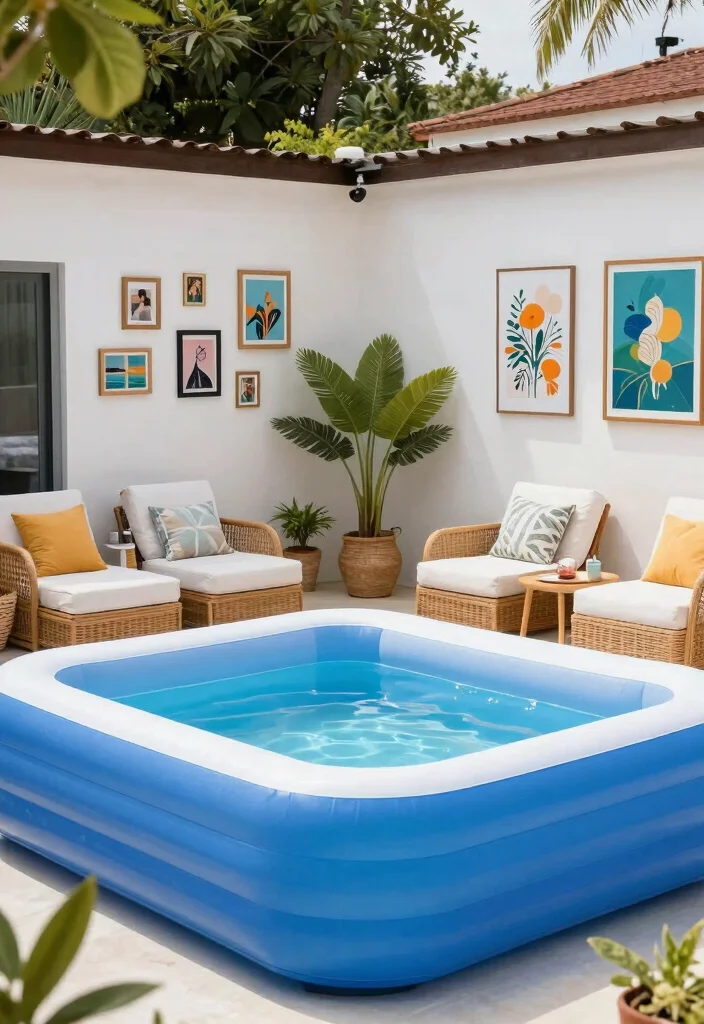 16 Inflatable Pool Backyard Ideas for Easy Summer Fun 45 16 Inflatable Pool Backyard Ideas for Easy Summer Fun 15. Personalized Poolside Retreat 0