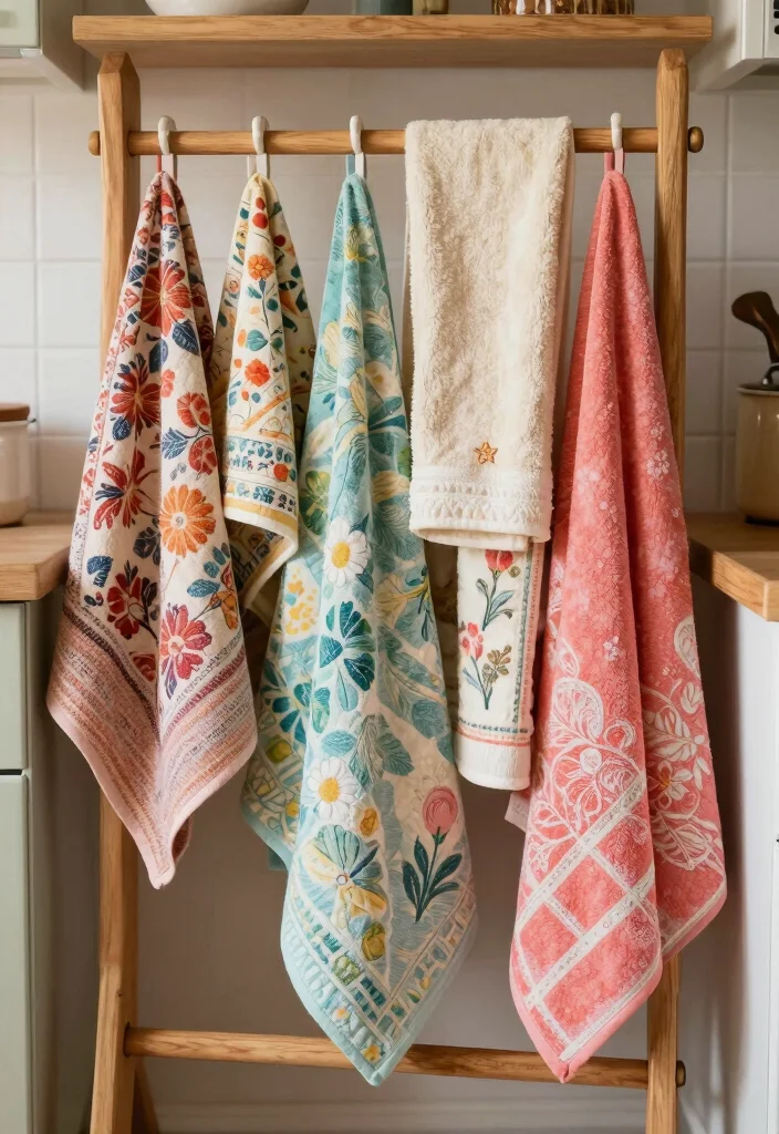 16 Kitchen Wall Decor Ideas to Add Personality 11. Vintage Towels and Textiles 0