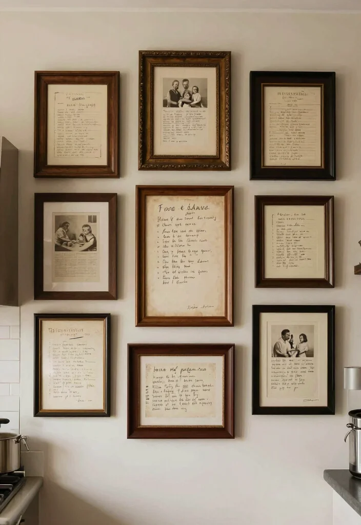 16 Kitchen Wall Decor Ideas to Add Personality 13. Gallery Wall of Family Recipes 0