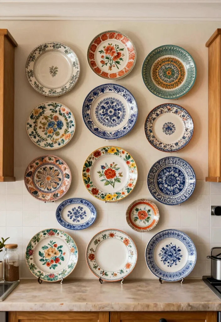 16 Kitchen Wall Decor Ideas to Add Personality 5. Vintage Plate Wall Art 0