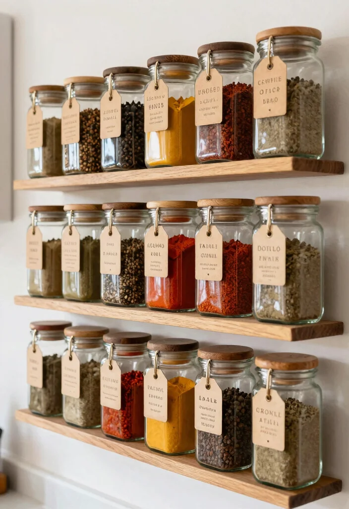 16 Kitchen Wall Decor Ideas to Add Personality 9. Creative Spice Rack Display 0