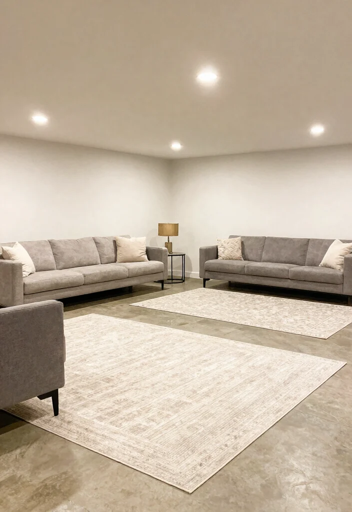 16 Low Ceiling Basement Ideas That Still Feel Open 7. Use Area Rugs Wisely 0