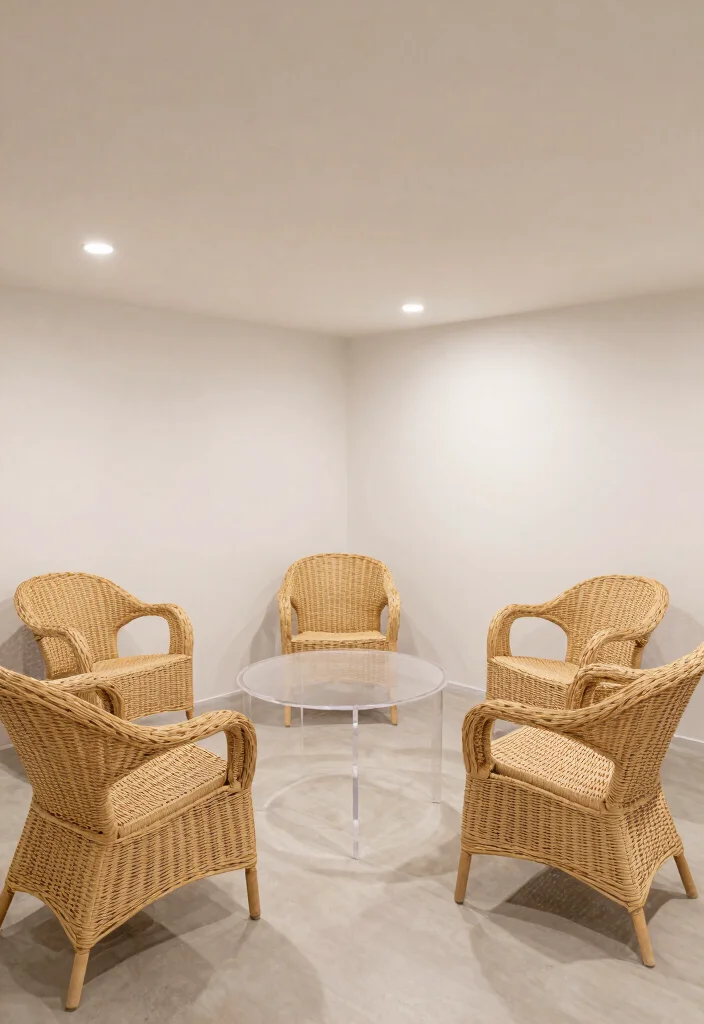 16 Low Ceiling Basement Ideas That Still Feel Open 8. Light Weight Furniture 0