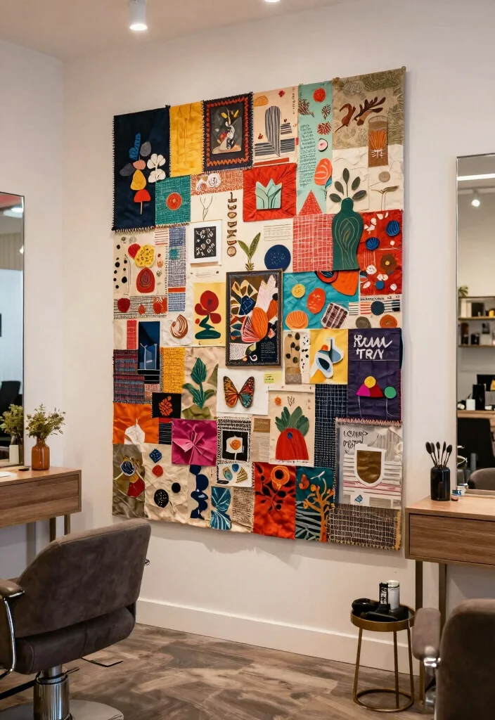 16 Salon Wall Decor Ideas for Stylish Business Spaces 11. Mixed Media Collages 0