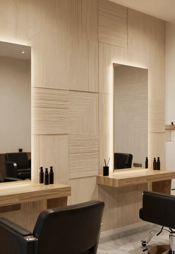 16 Salon Wall Decor Ideas for Stylish Business Spaces 12. Textured Wall Panels 0