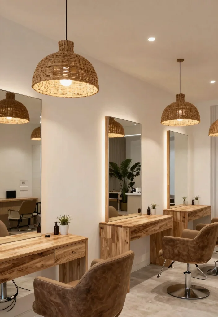 16 Salon Wall Decor Ideas for Stylish Business Spaces 15. Sustainable Lighting Fixtures 0