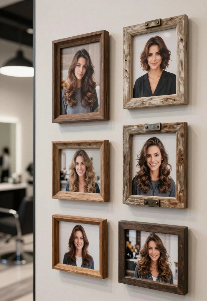 16 Salon Wall Decor Ideas for Stylish Business Spaces 2. Recycled Material Frames 0