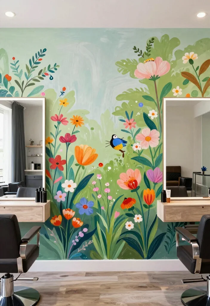 16 Salon Wall Decor Ideas for Stylish Business Spaces 3. Sustainable Wall Murals 0