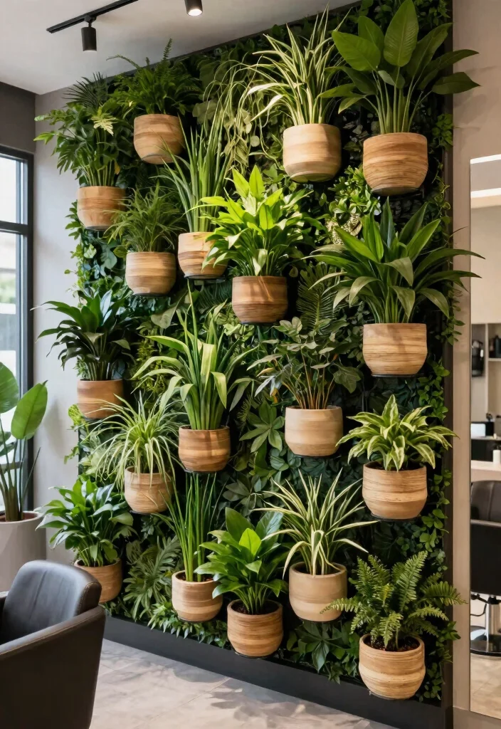 16 Salon Wall Decor Ideas for Stylish Business Spaces 6. Plant Wall Installations 0
