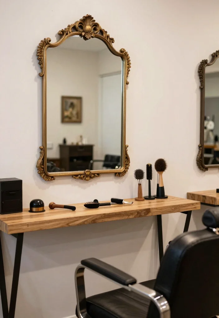 16 Salon Wall Decor Ideas for Stylish Business Spaces 9. Vintage Decor Elements 0