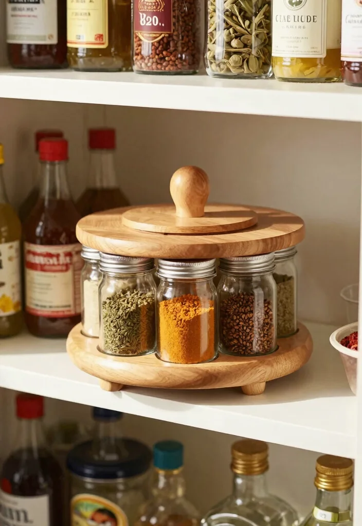 16 Small Pantry Organization Ideas for Tight Kitchens 9. Lazy Susans for Easy Access 0