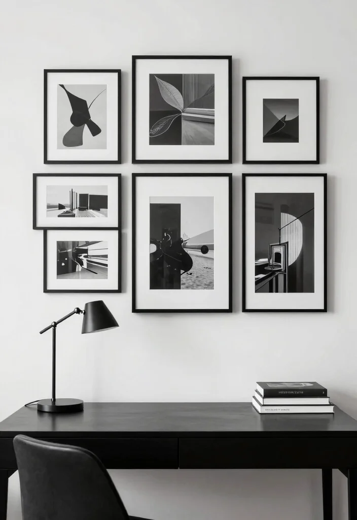 16 Study Wall Decor Ideas for Focused Spaces 4 16 Study Wall Decor Ideas for Focused Spaces 4. Monochrome Artwork 0