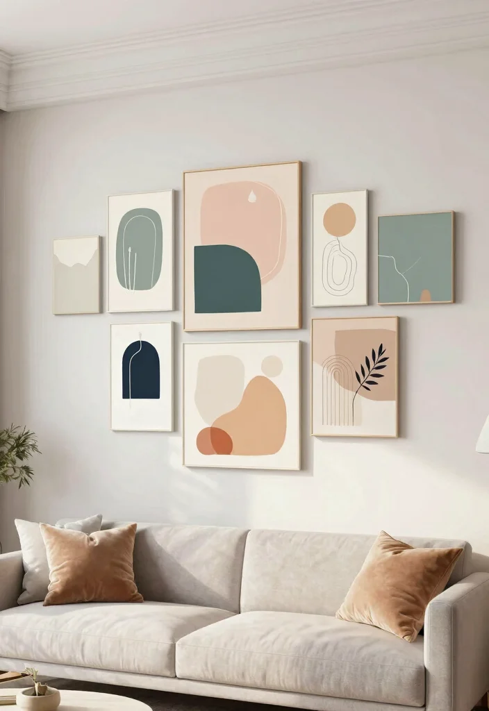 18 Aesthetic Wall Decor Ideas for Modern Homes 10. Modular Wall Art 0