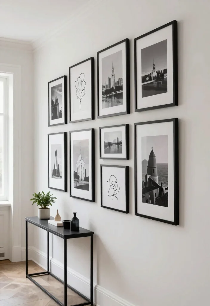 18 Aesthetic Wall Decor Ideas for Modern Homes 3. Minimalist Gallery Wall 0