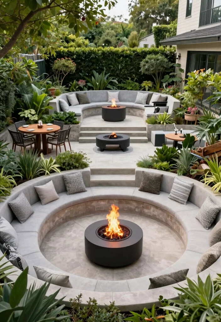 18 Backyard Fire Pit Lounge Ideas for Relaxed Entertaining 66 18 Backyard Fire Pit Lounge Ideas for Relaxed Entertaining 16. Terraced Design 0