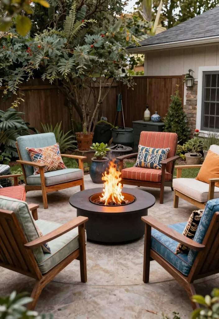 18 Backyard Fire Pit Lounge Ideas for Relaxed Entertaining 67 18 Backyard Fire Pit Lounge Ideas for Relaxed Entertaining 17. Eclectic Mix 0