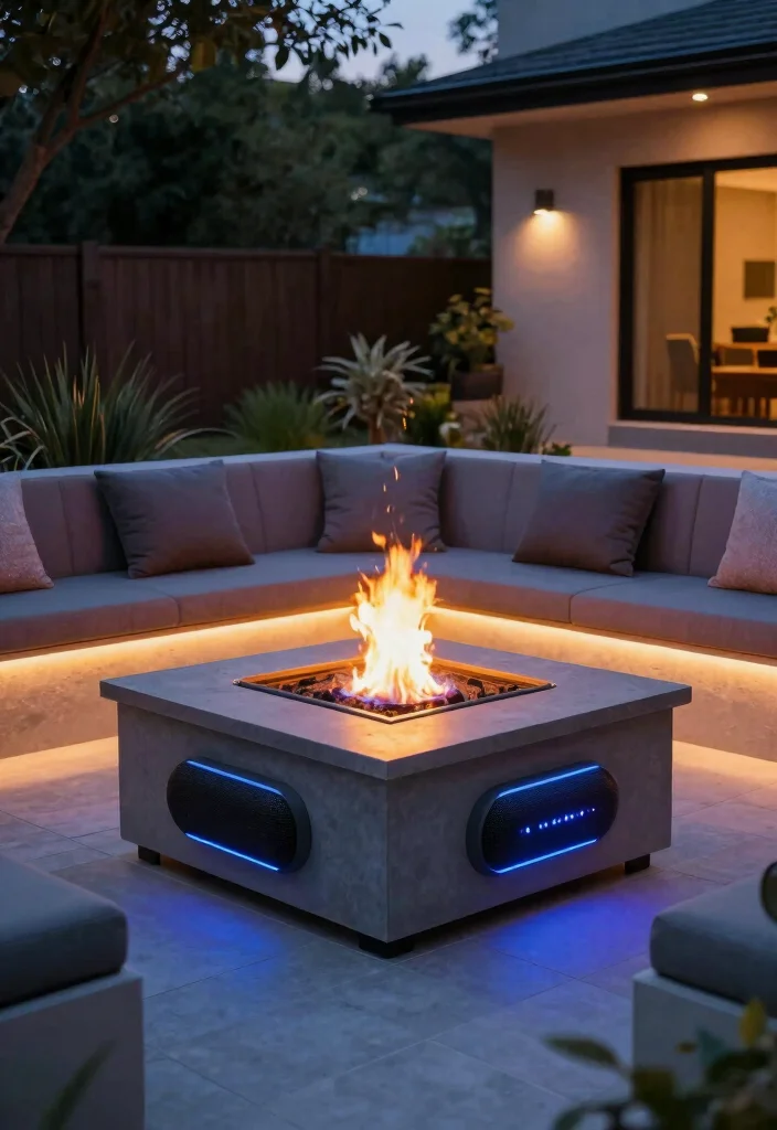 18 Backyard Fire Pit Lounge Ideas for Relaxed Entertaining 68 18 Backyard Fire Pit Lounge Ideas for Relaxed Entertaining 18. Smart Technology 0