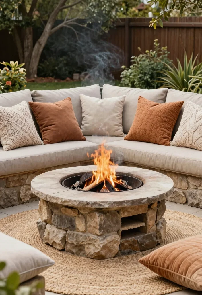 18 Backyard Fire Pit Lounge Ideas for Relaxed Entertaining 48 18 Backyard Fire Pit Lounge Ideas for Relaxed Entertaining 8. Layered Textures 0