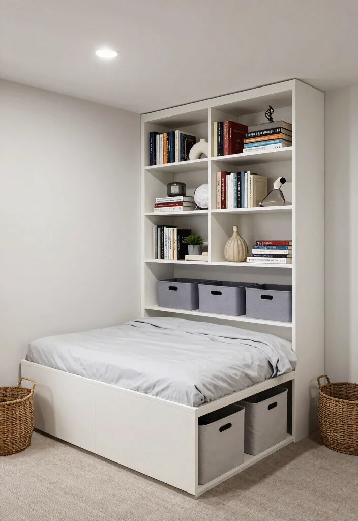 18 Basement Bedroom Ideas for Guests or Family 29 18 Basement Bedroom Ideas for Guests or Family 9. Smart Storage Solutions 0