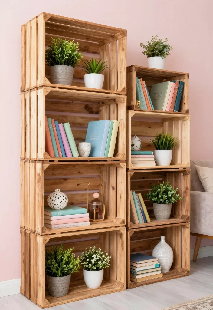 18 DIY Organization Ideas on a Budget That Look Good 1. Repurposed Wooden Crates for Stylish Shelving 0
