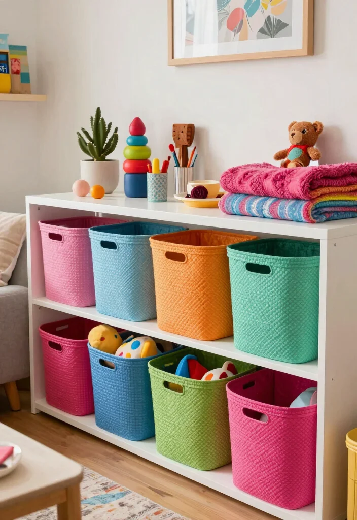 18 DIY Organization Ideas on a Budget That Look Good 15. Colorful Baskets for Easy Organization 0