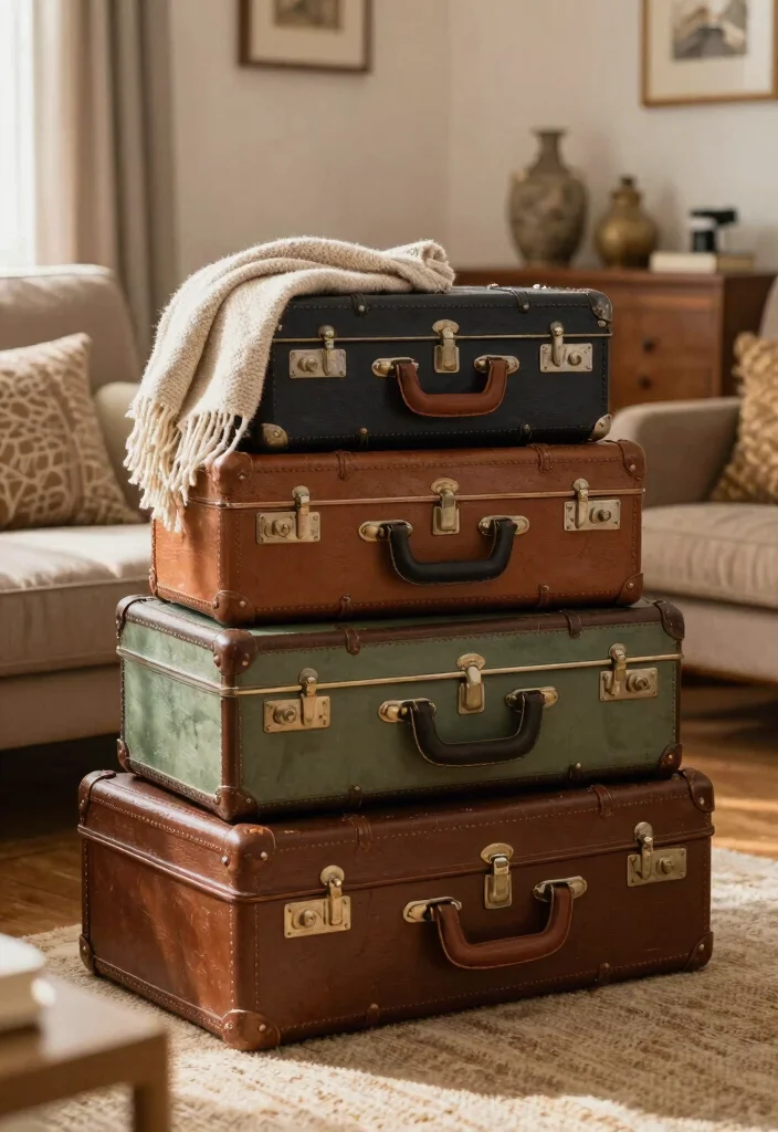 18 DIY Organization Ideas on a Budget That Look Good 7. Vintage Suitcases for Storage and Decor 0