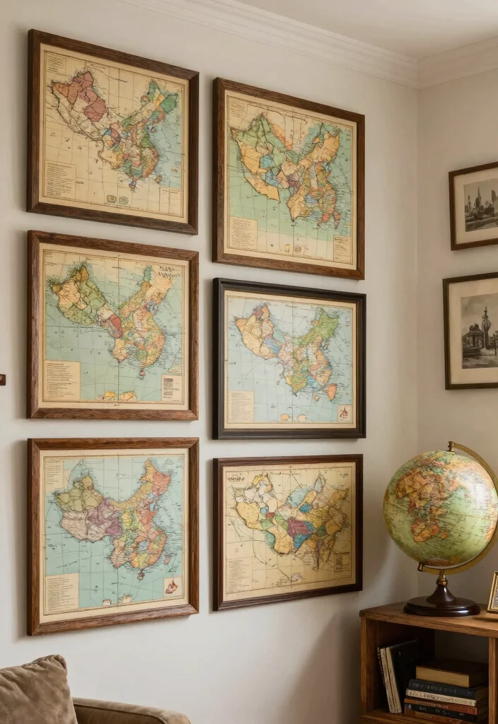 18 Eco-Friendly Wall Decor Ideas for Living Room Styling 55 18 Eco Friendly Wall Decor Ideas for Living Room Styling 15. Vintage Maps and Globes 0