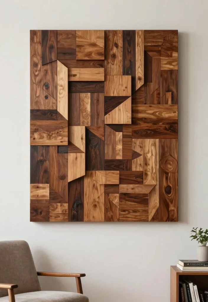 18 Eco-Friendly Wall Decor Ideas for Living Room Styling 12 18 Eco Friendly Wall Decor Ideas for Living Room Styling 2. Recycled Wood Art 0