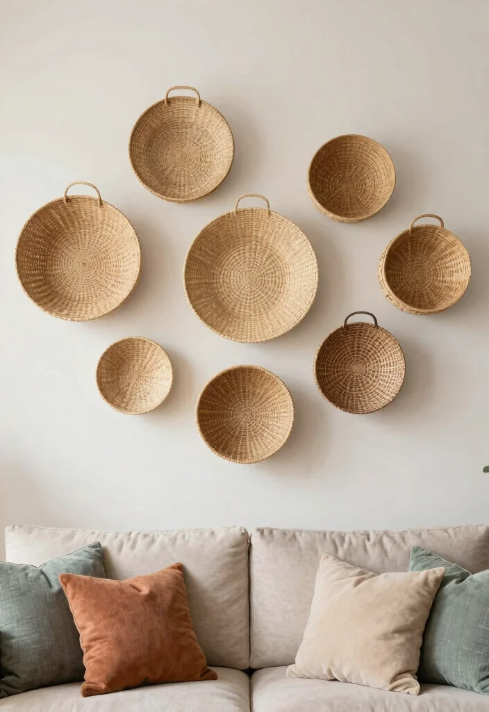 18 Eco-Friendly Wall Decor Ideas for Living Room Styling 35 18 Eco Friendly Wall Decor Ideas for Living Room Styling 5. Woven Wall Baskets 0