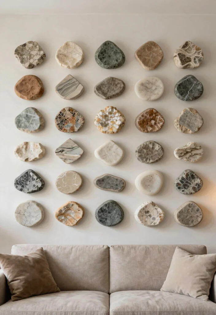 18 Eco-Friendly Wall Decor Ideas for Living Room Styling 38 18 Eco Friendly Wall Decor Ideas for Living Room Styling 8. Natural Stone Art 0