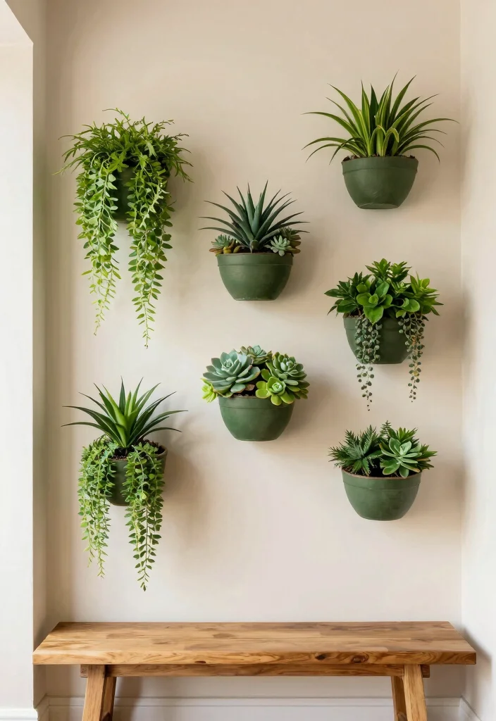 18 Entry Wall Decor Ideas for Strong First Impressions 10. Wall Planters for Fresh Greens 0