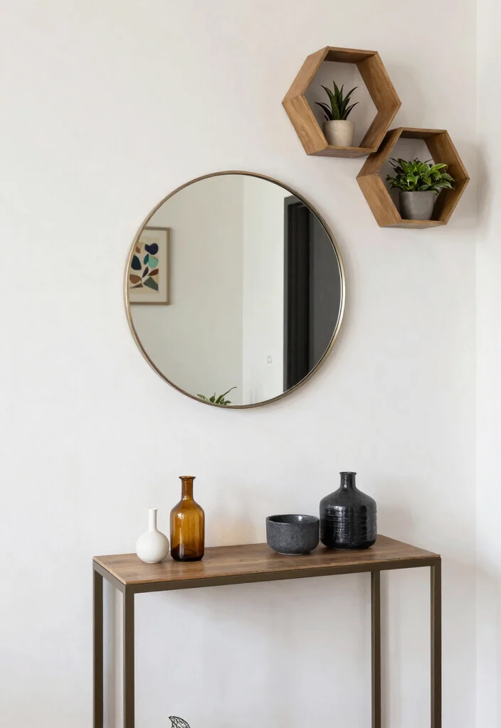 18 Entry Wall Decor Ideas for Strong First Impressions 17. Play with Shapes 0