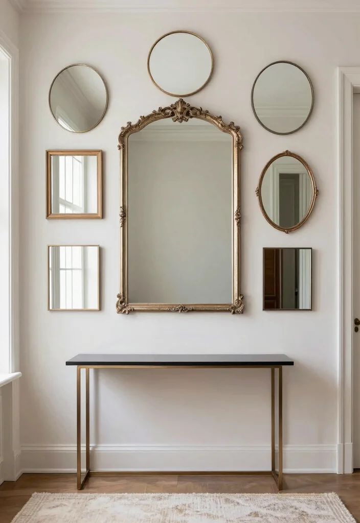 18 Entry Wall Decor Ideas for Strong First Impressions 3. Create a Layered Look with Mirrors 0