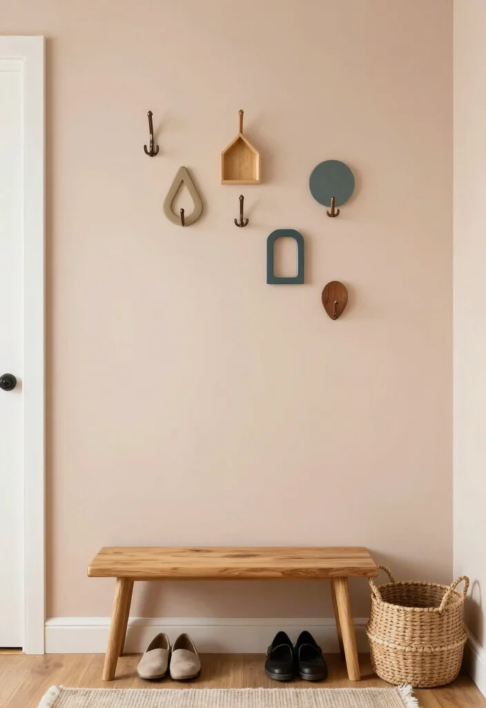 18 Entry Wall Decor Ideas for Strong First Impressions 4. Artistic Hooks and Functional Decor 0