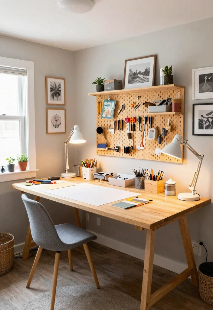 18 Finished Basement Ideas for Comfortable Everyday Living 4. The Cozy Crafting Corner 0