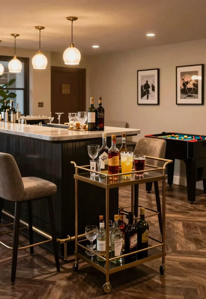 18 Finished Basement Ideas for Comfortable Everyday Living 8. The Stylish Bar Area 0