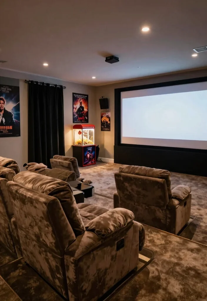 18 Finished Basement Ideas for Comfortable Everyday Living 9. The Cozy Movie Theater 0