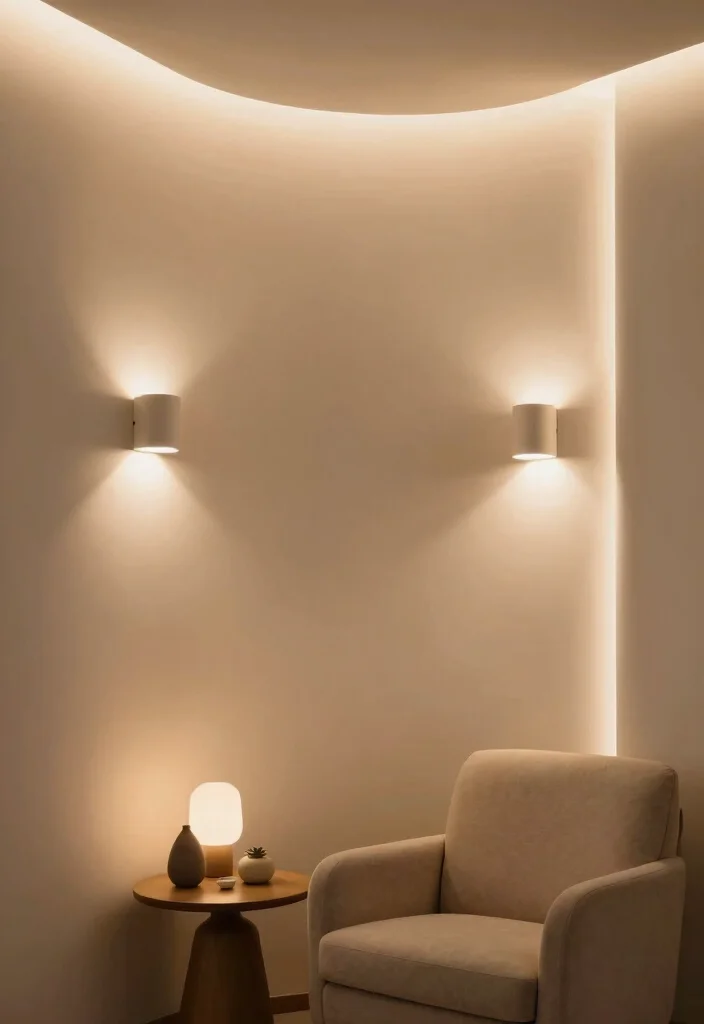 10 Curved Wall Decor Ideas for Unique Architecture 8. Install Ambient Lighting for a Cozy Touch