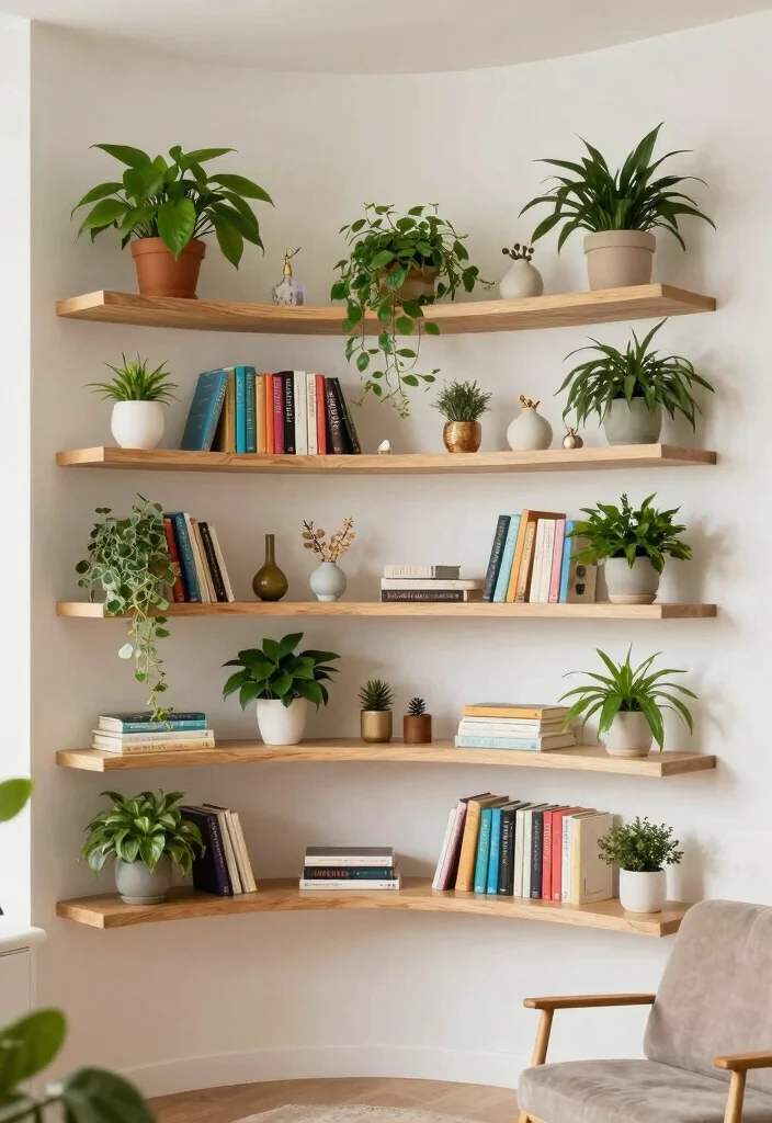 10 Curved Wall Decor Ideas for Unique Architecture 1. Embrace Organic Shapes with Floating Shelves